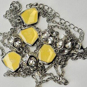 Crystal Cluster Rhinestones and Yellow Long Necklace